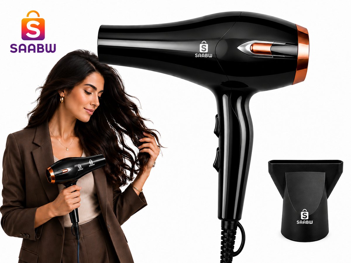 2200W Föhn met Ionische Technologie – Professionele Haardroger met 3 Temperatuurstanden en 2 Blaassnelheden – Inclusief Stylingmondstuk – Zwart – föhn voor thuisgebruik – haarverzorging apparaat – föhn voor dagelijks gebruik – 83124