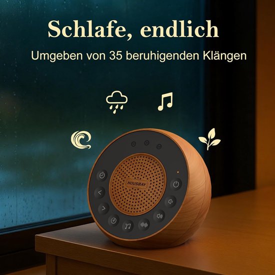 Geluidsmachine - Slaapmachine - Ontspannen Inslapen - 35 Natuurgeluiden - 115 x 95 x 108 cm - Houtlook — afbeelding 2