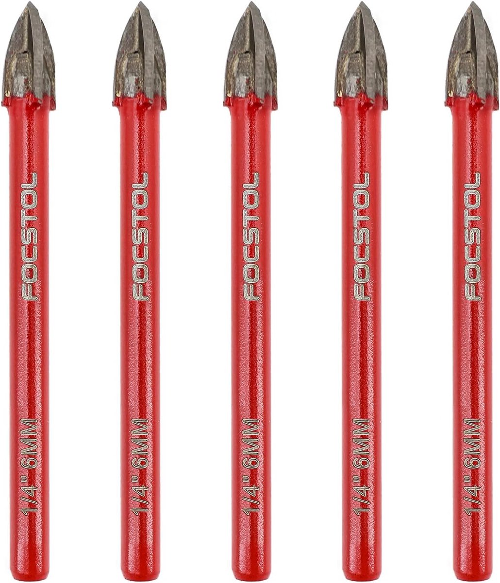 Tegelboorset - Hardmetalen boren - Gaten Boren - Kruisontwerp - 6 mm 5 stuks - Metaal