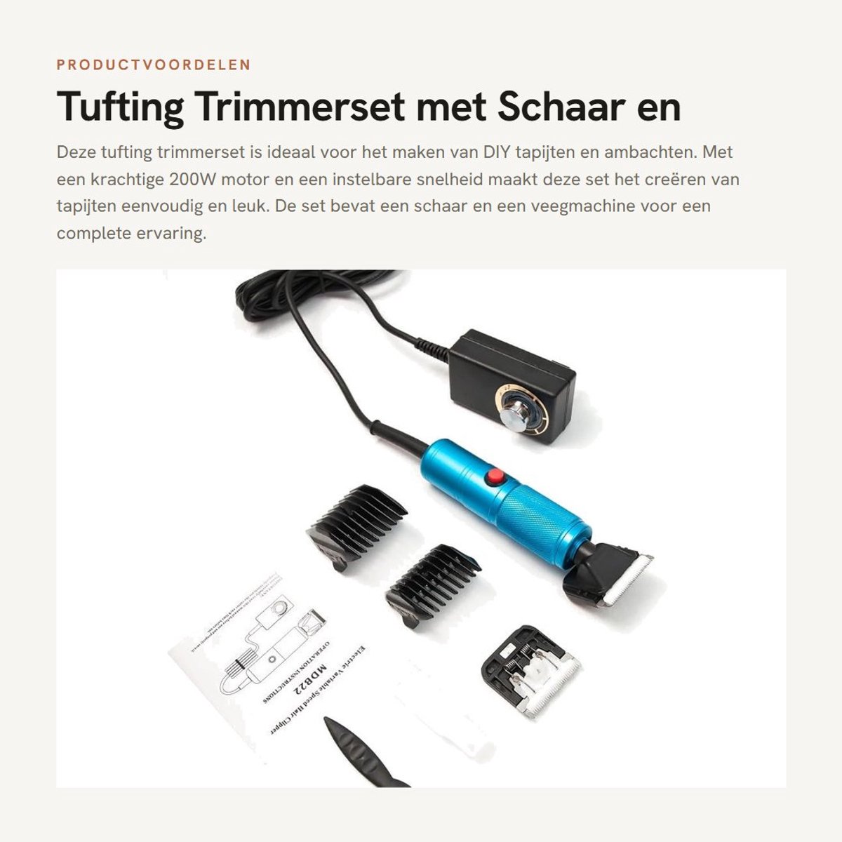 Dailygoods - Tufting Trimmerset met Schaar en Kam voor DIY Tapijten