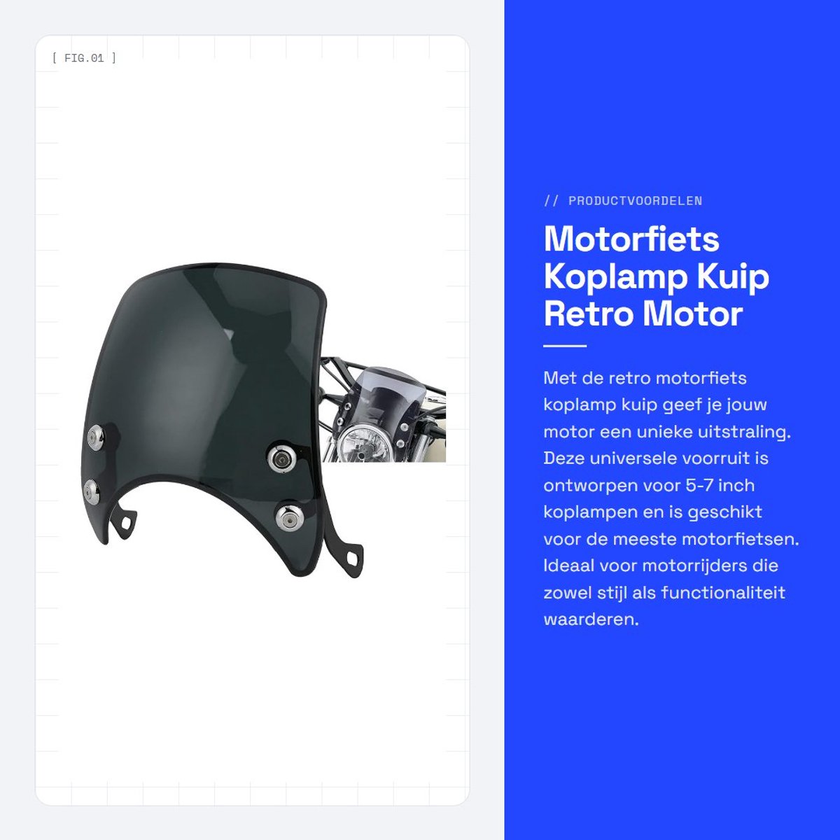 Dailygoods- Motorfiets Kuip Hoogwaardige PC - Universele Motorruit - Voorruit 5-7 inch - Windscherm - Motor Accessoires - Inclusief Beugels en Schroeven