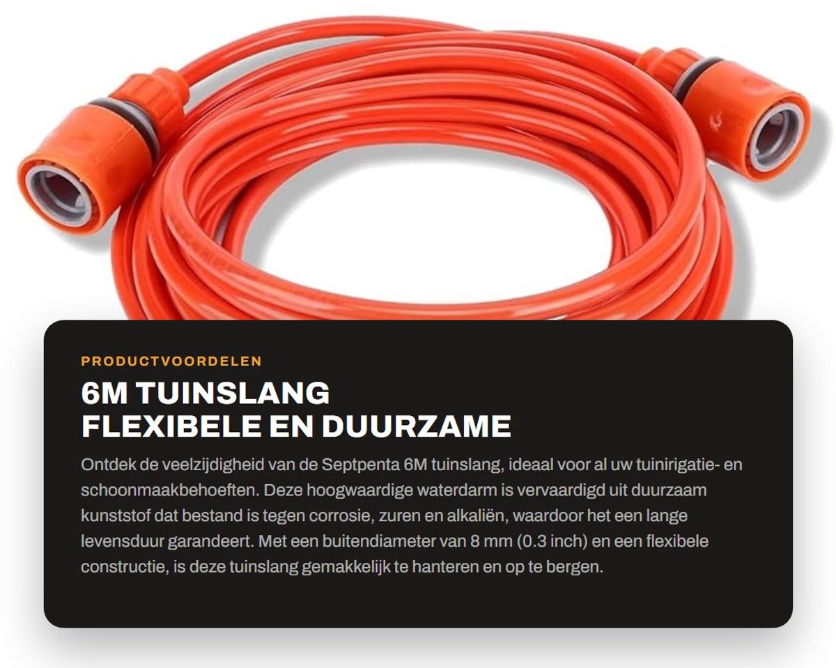 Dailygoods- Tuinslang 6 Meter - Flexibele Tuinslang - Antivries - Waterdicht - Tuinslang met Snelle Aansluiting - Duurzaam Kunststof - Waterdarm