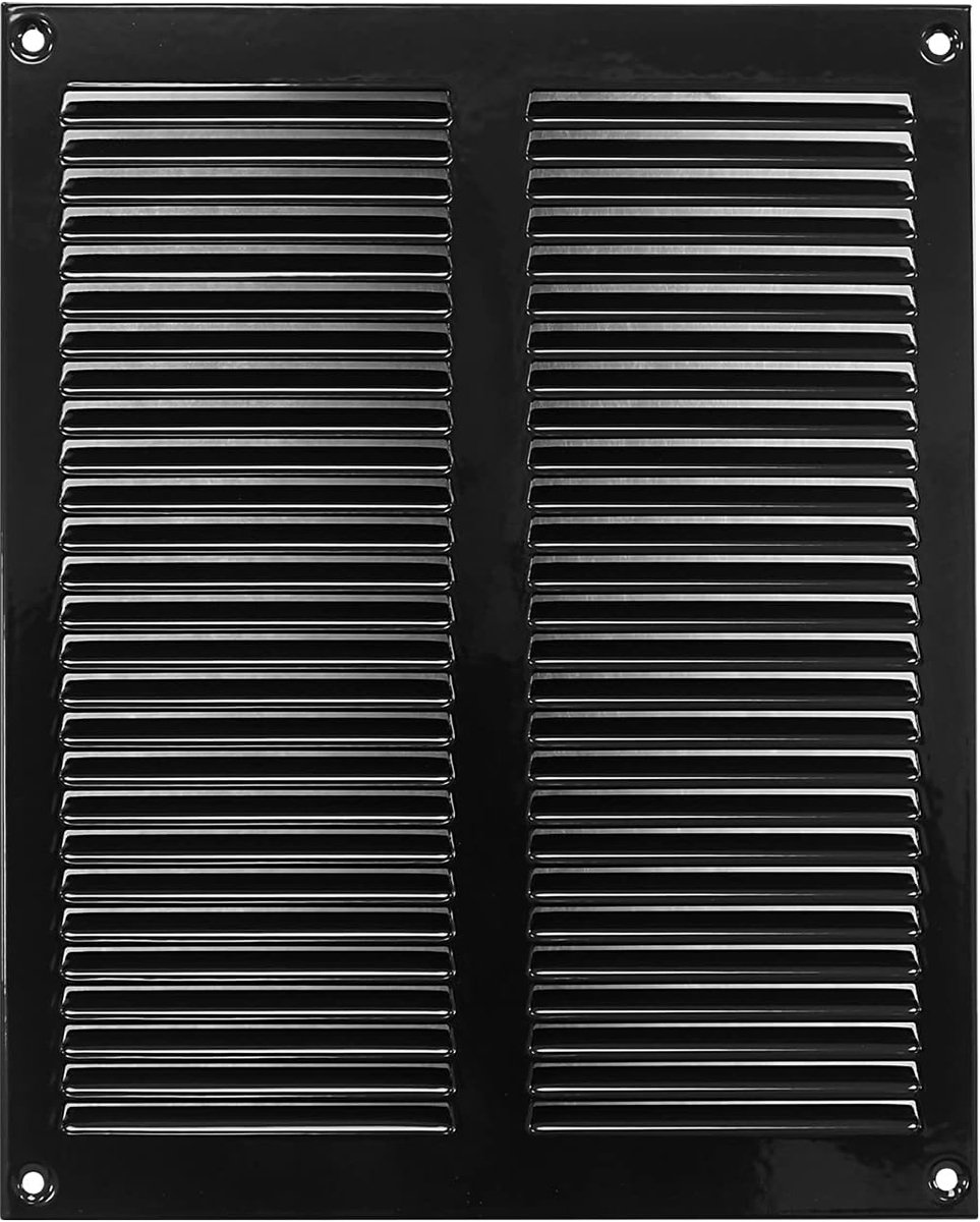 Ventilatie Rooster - Roestvrij Metaal - Luchtstroom Optimaliseren - Met Horregaas - 200x250mm - Zwart