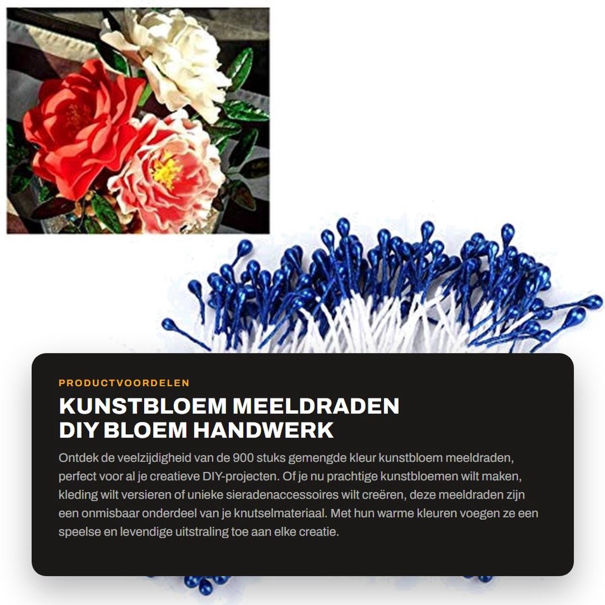 Dailygoods- Bloem Meeldraden 900 Stuks - Kunstbloemen - DIY Bloem Handwerk - Kledingdecoratie - Bruidsboeket - Haaraccessoires - Veelzijdig Gebruik