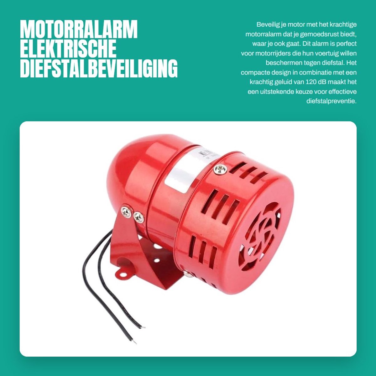 Dailygoods - Motorralarm - Elektrische Diefstalbeveiliging - Mini Metaal - Rood - 120 dB - Ideaal voor Motorrijders - Compact en Weerbestendig