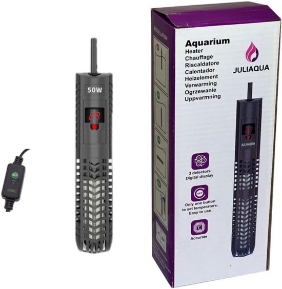 Aquarium Verwarming - Aquarium Heater - Stabiele Watertemperatuur - Automatische Uitschakeling - 50 W - Zwart