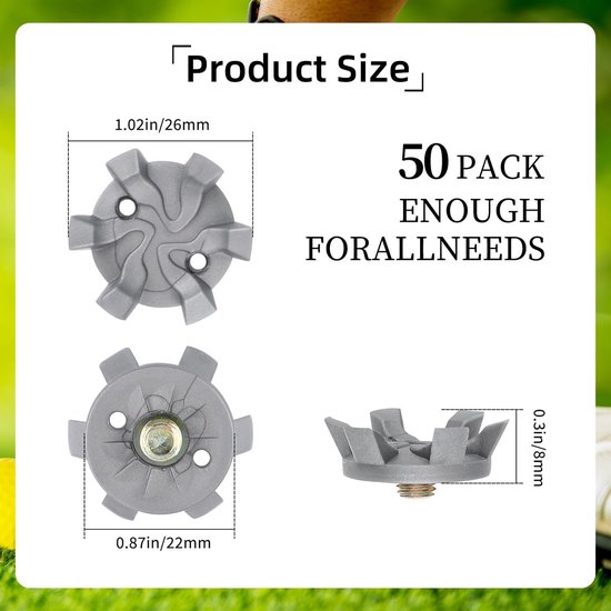 50pcs Grijze Golf Schoen Spikes Vervangingen met 1 Zwarte Golf Schoen Sleutel - Voor Golf Schoenen, Metaal Draad Schroef 6mm - Geschikt voor Buiten, Cricket Schoen, Golf Speler, Golf Liefhebber van Merkloos — afbeelding 5