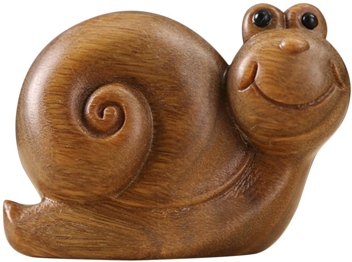 Dailygoods- Slak Houten Standbeeld - Decoratie - Dier Sculptuur - Desktop Decoratie - Duurzaam Materiaal - Fijne Afwerking - Dierenbeeldje