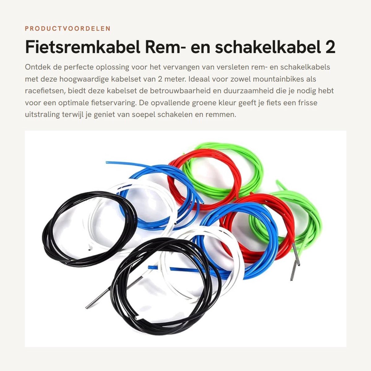 Dailygoods- Remkabel 2m - Remkabelset - Schakel kabel - PVC buis - Geschikt voor mountainbike - Hoogwaardige rubberkwaliteit - Fietsremkabel