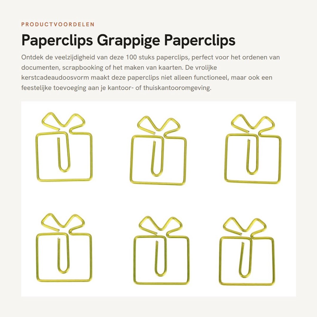 Dailygoods- Paperclips 100 Stuks - Kerstcadeaudoos - Bladwijzers - Antislip - Metalen - Lichtgewicht