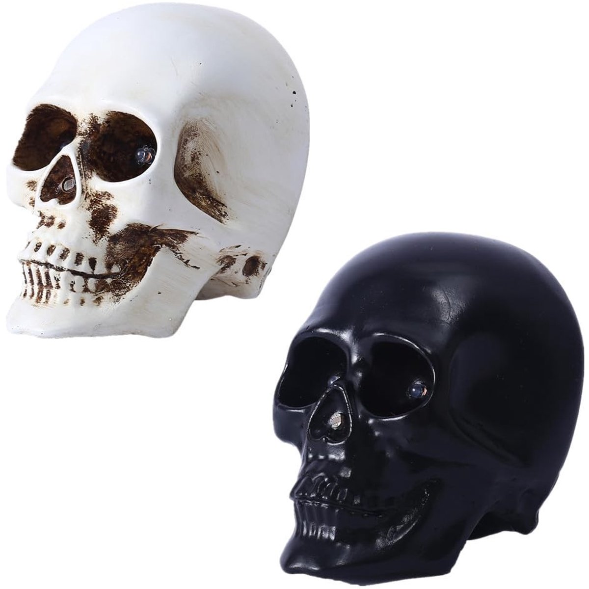 Dailygoods- Schedeldecoraties Set van 2 - Oplichtende Halloween-rekwisieten - Wanddecoratie - Binnen/buiten gebruik - 12 x 10 cm - Bewegingssensor - Halloweendecoratie