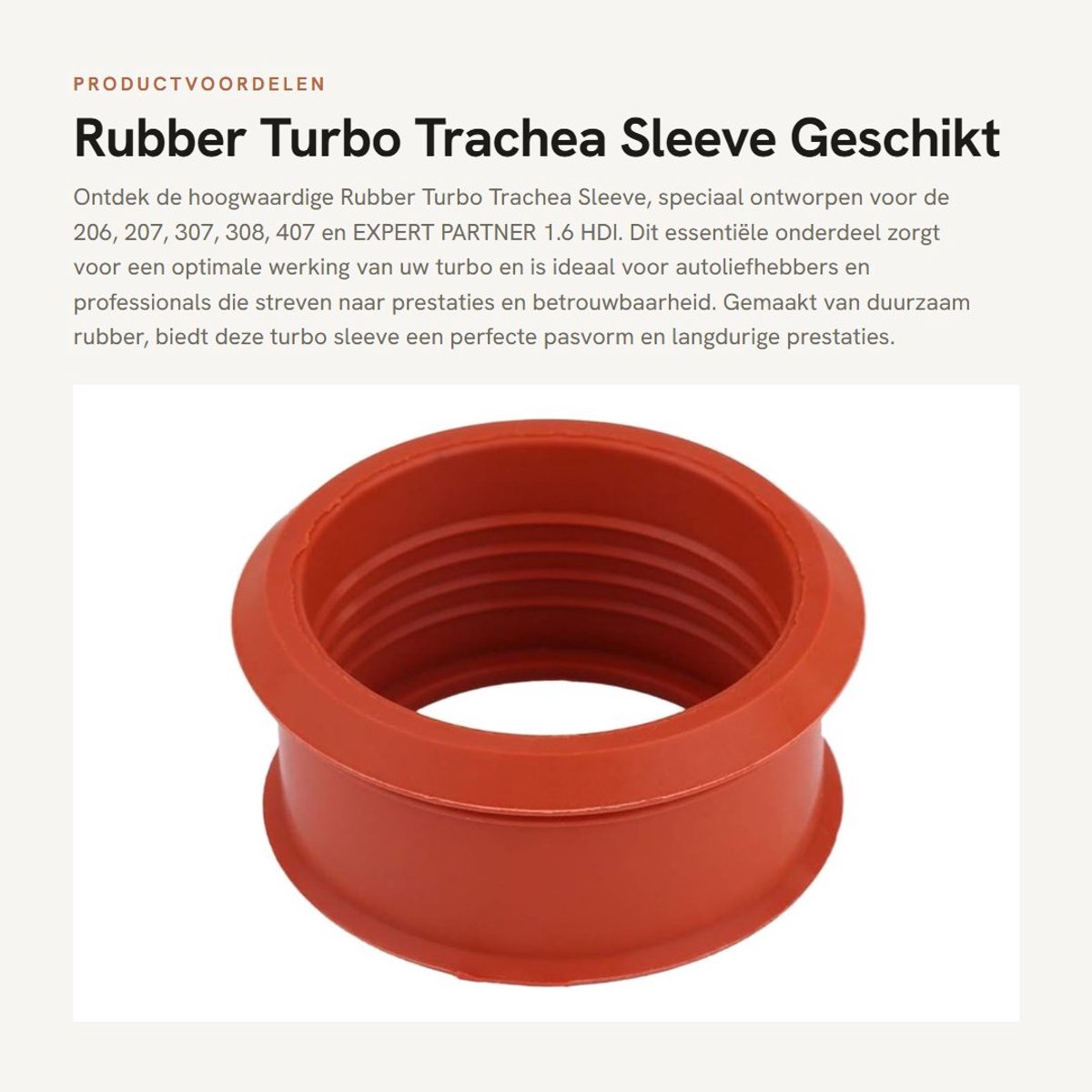 Dailygoods- Rubber Sleeve - Geschikt voor 206/207/307/308/407 - Hoogwaardige Kwaliteit - Duurzaam Rubber - Diameter 6 cm - 1x Turbo Sleeve - Turbo Slang