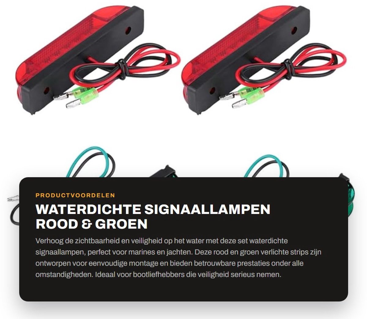 Dailygoods - Waterdichte Signaallampen - Rood & Groen - Verlichtingsstrip voor Marine Boot - Ideaal voor Jachten - Eenvoudige Montage