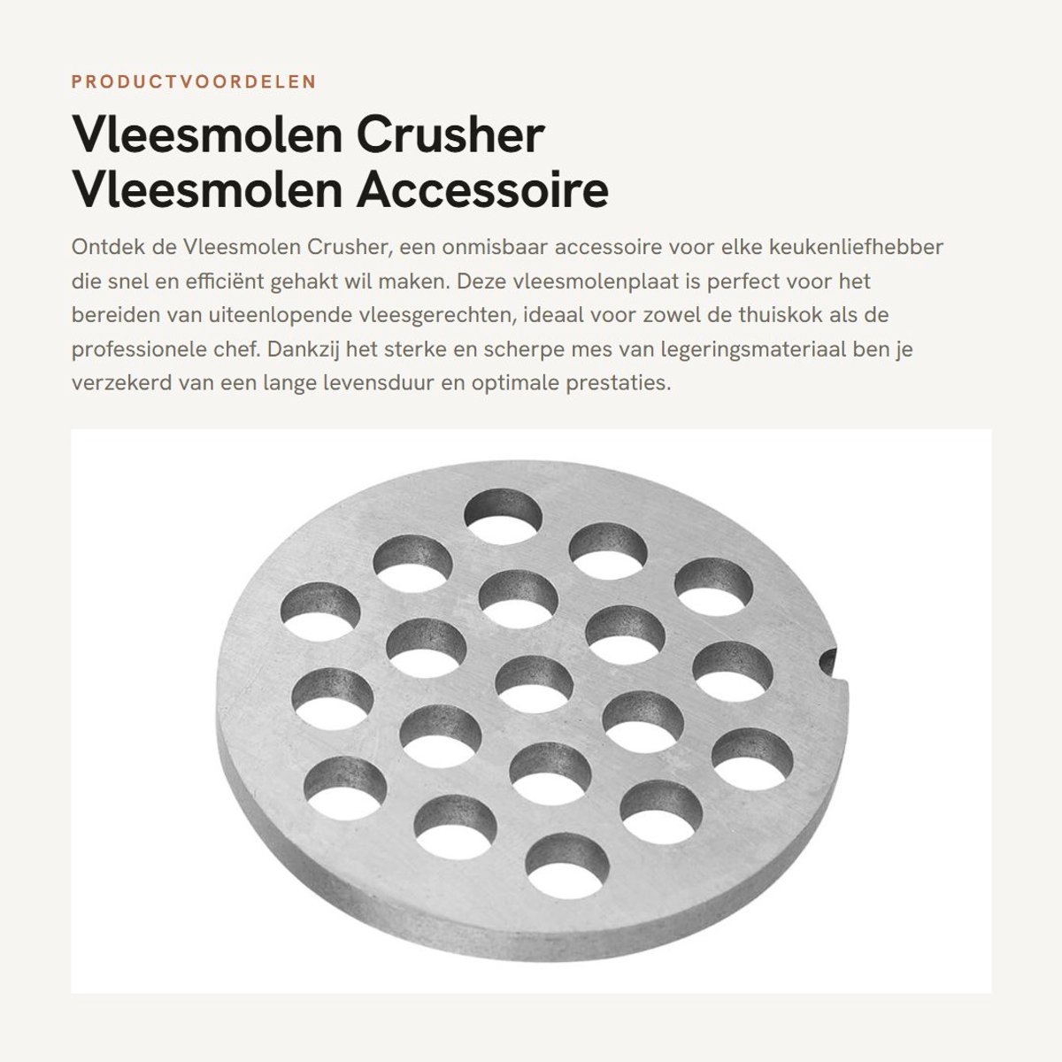 Dailygoods- Vleesmolenplaat 8mm - Vleesmolen Accessoire - Legering - Vaatwasmachinebestendig - Sterk en scherp - Veilig en duurzaam