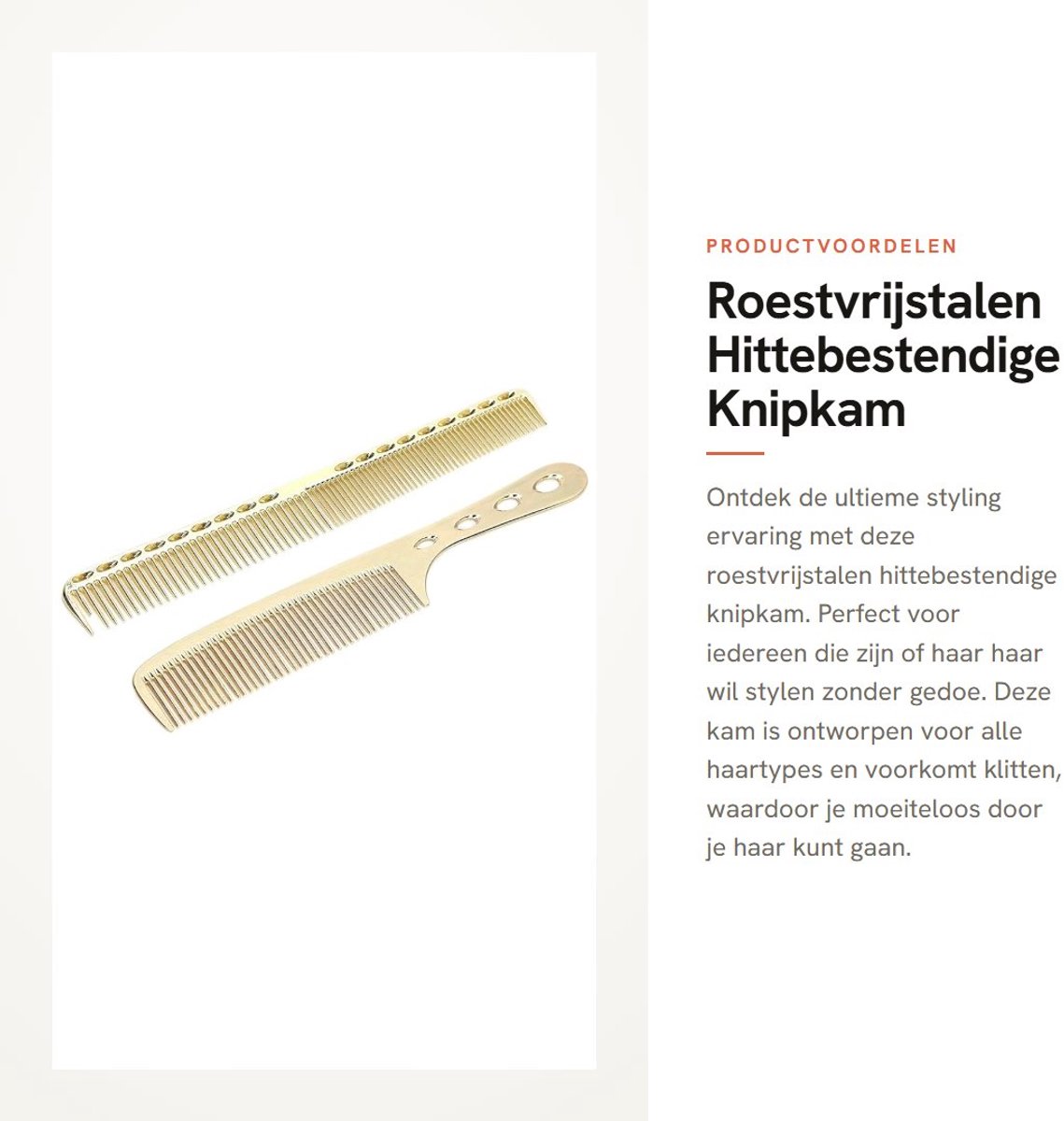 Dailygoods- Knipkam Hittebestendig - Roestvrij Staal - Antislip - Lichtgewicht - Duurzaam - Gemakkelijk schoon te maken - Haarkam