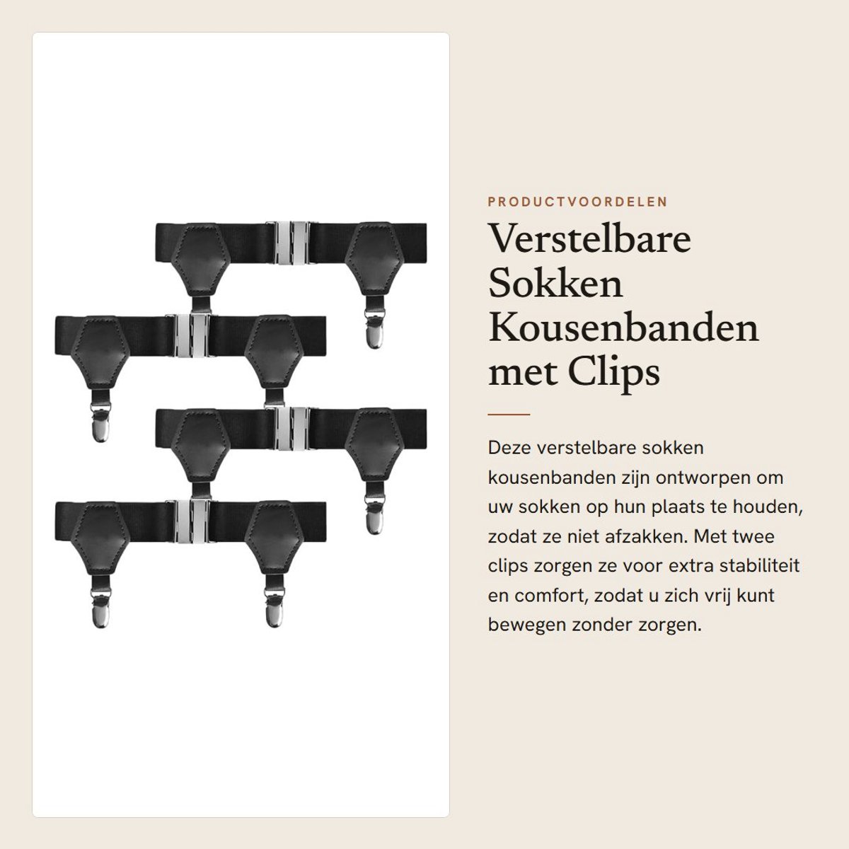 Dailygoods- Kousenbanden met 2 Clips - Verstelbare Sokkenhouder - Antislip Sokkenbandjes - Comfortabel Materiaal - Universele Pasvorm - Ademend en Duurzaam