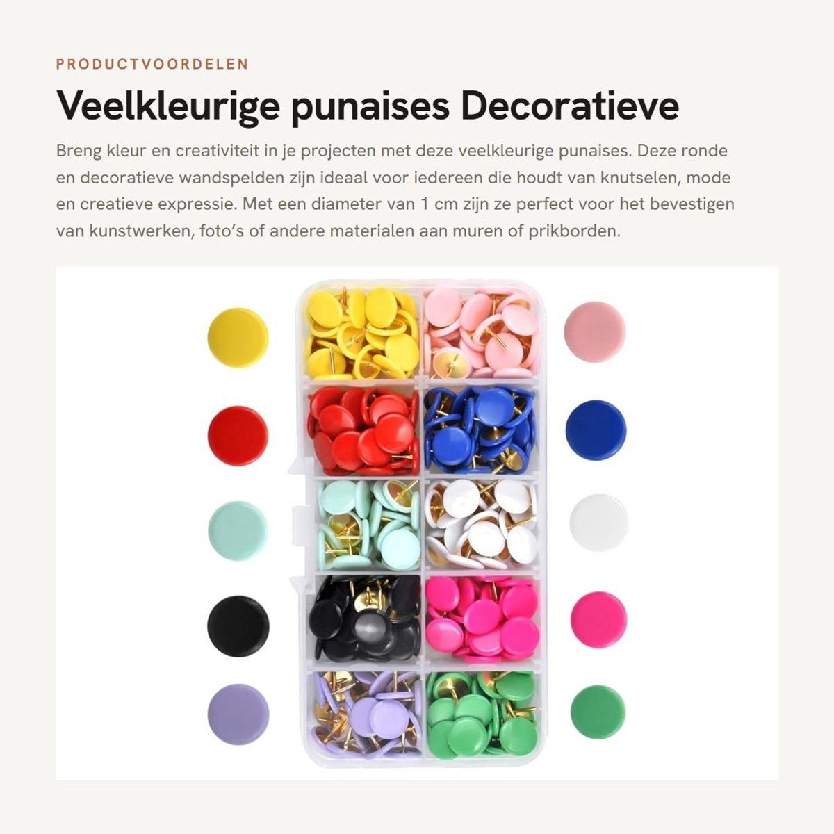 Dailygoods- Punaises 300 Stuks - Veelkleurige Punaises - Ronde Decoratieve Punaises - Wandspelden - Kunststof Spelden - Hoogwaardige Materiaal