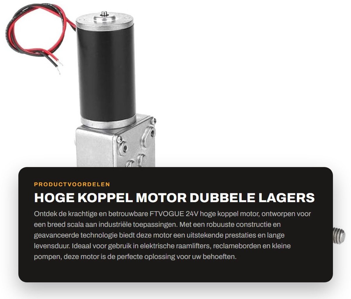 Dailygoods - Hoge Koppel Motor - Dubbele Lagers - 24V Sterke Motor voor Efficiënte Aandrijving - Compact Formaat - Schroefas 8 mm - Voor Diverse Toepa...