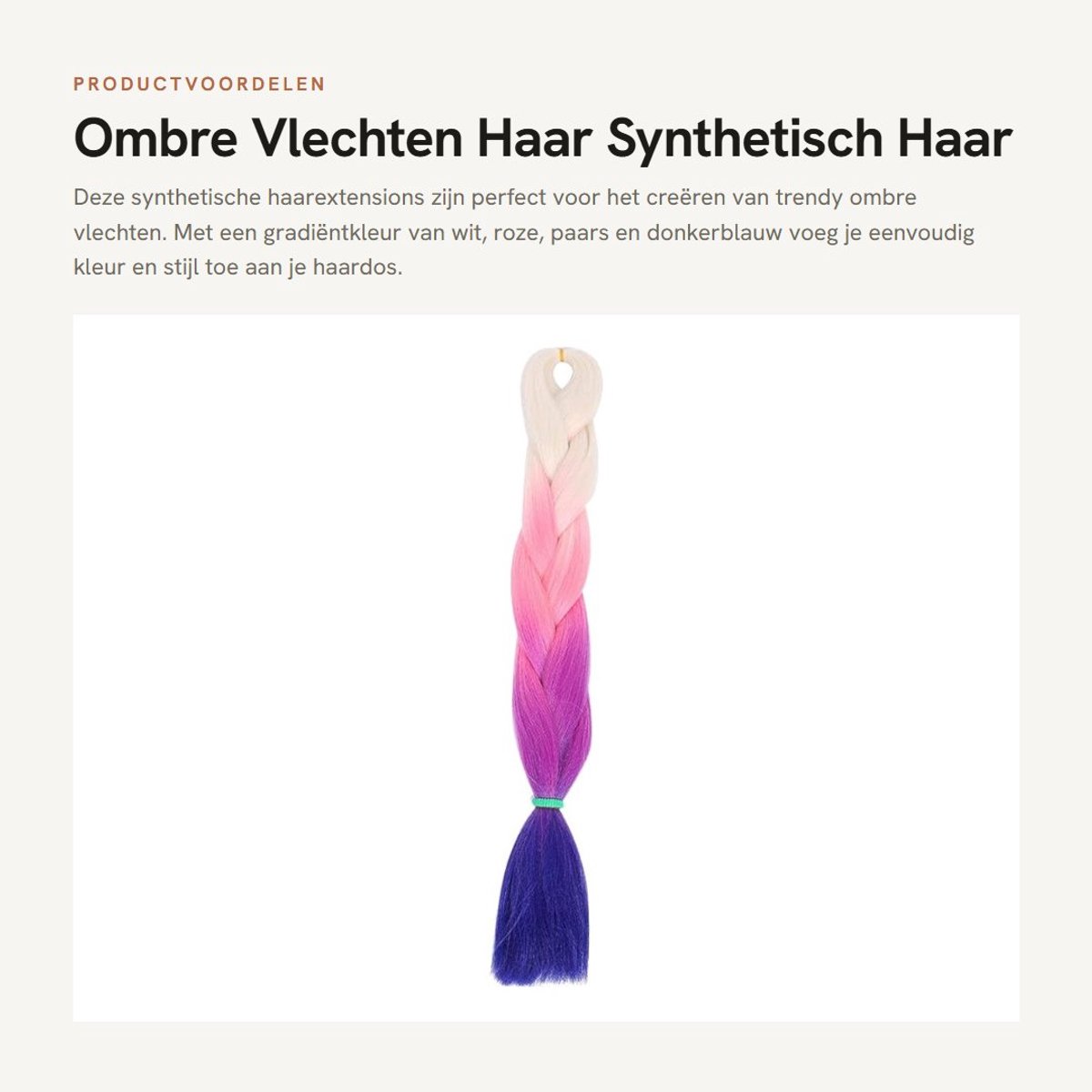 Dailygoods- Vlechten Haar Synthetisch Haar Extensions - Jumbo Vlechten - Ombre Gradiëntkleur - Twist Vlechten - Wit/Roze/Paars/Darkblauw - 100% Kanekalon - Haarextensions