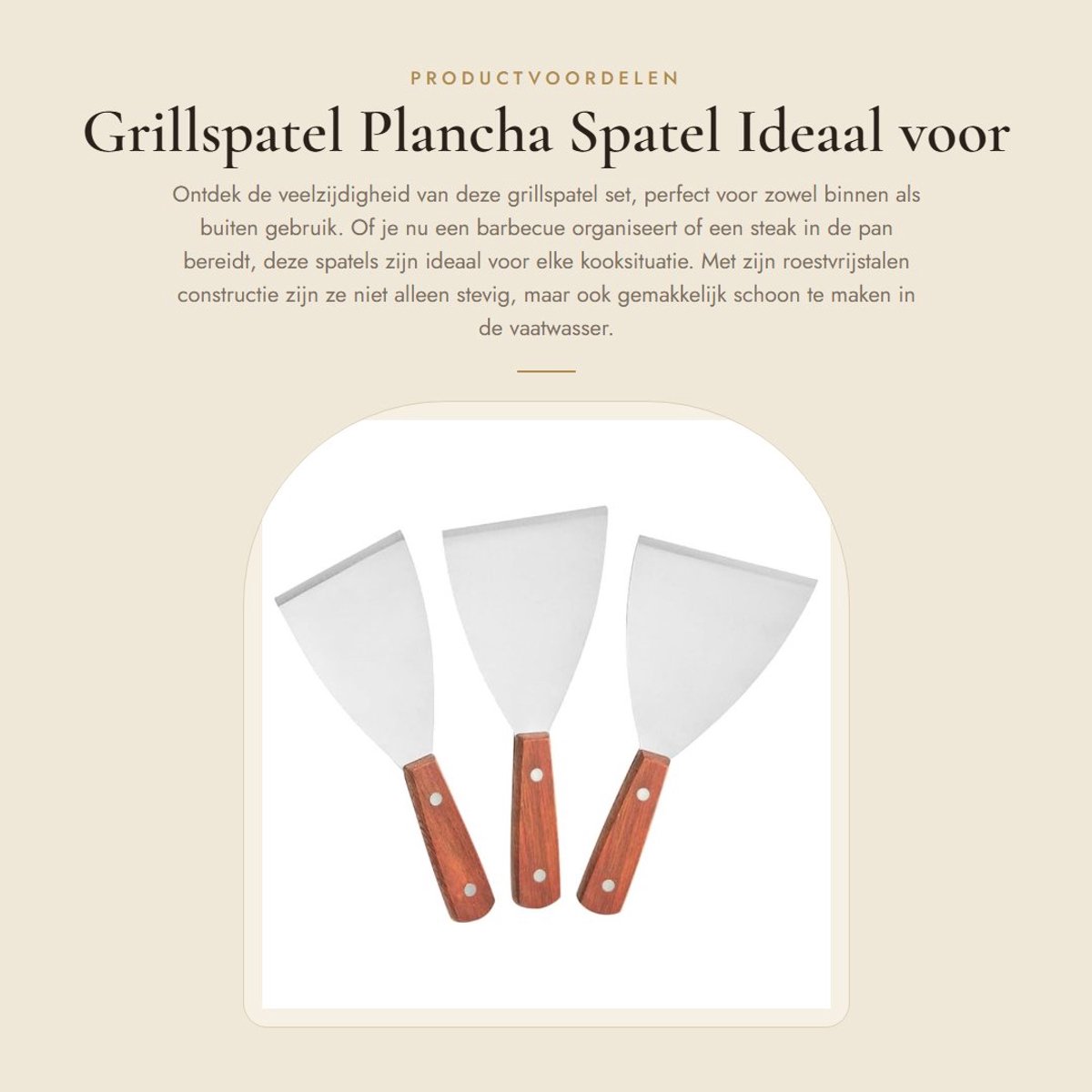 Dailygoods- Grillspatel Hoge Kwaliteit - Plancha Spatel - Set van 3 Stuks - Lichtgewicht - Duurzaam - Ideaal voor Steak - Keuken Spatel