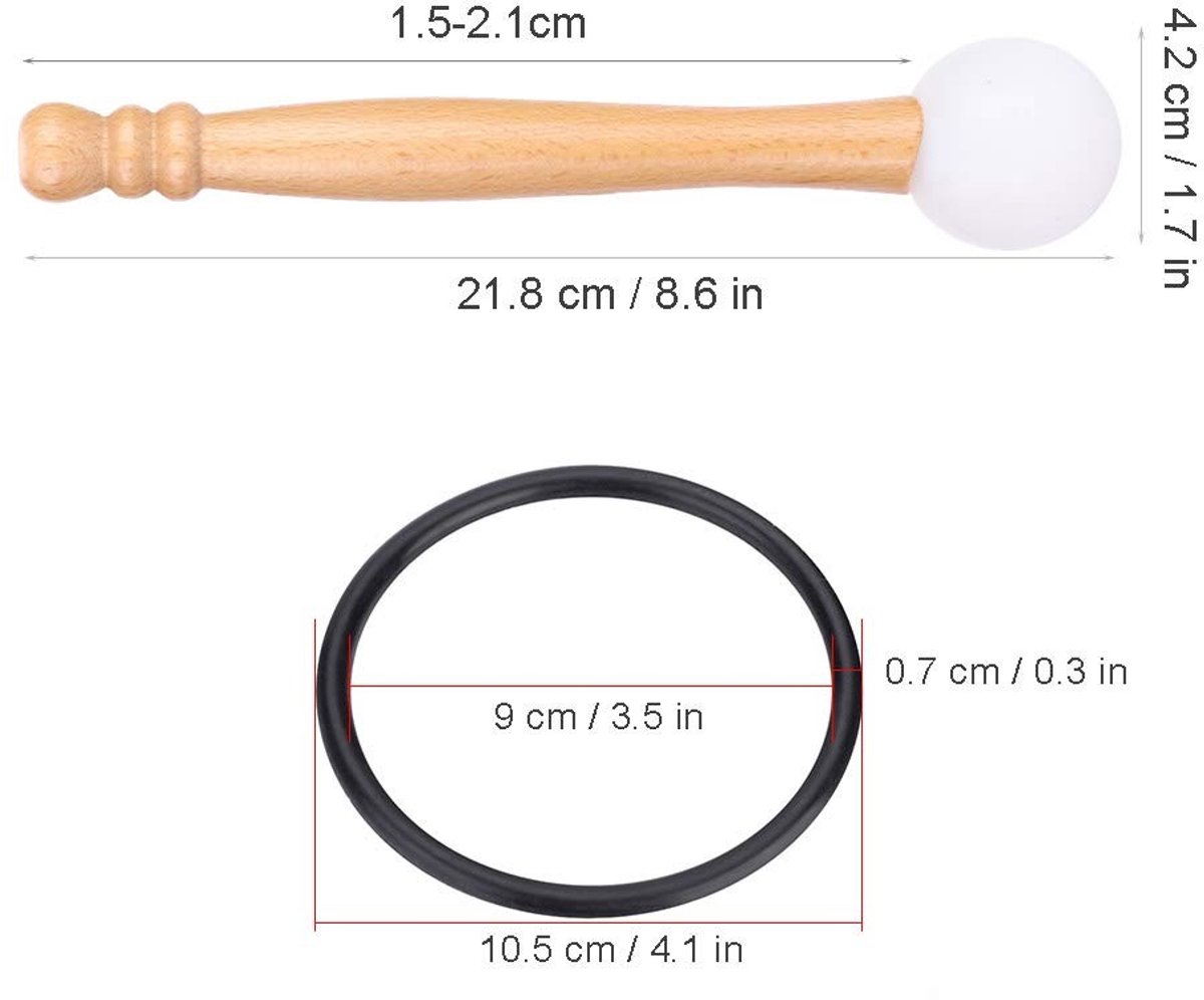 Dailygoods- Klankschalen Set - Mallet van Rubber - O-Ringen - Percussie-instrumenten - Lichtgewicht - Comfortabel Handvat
