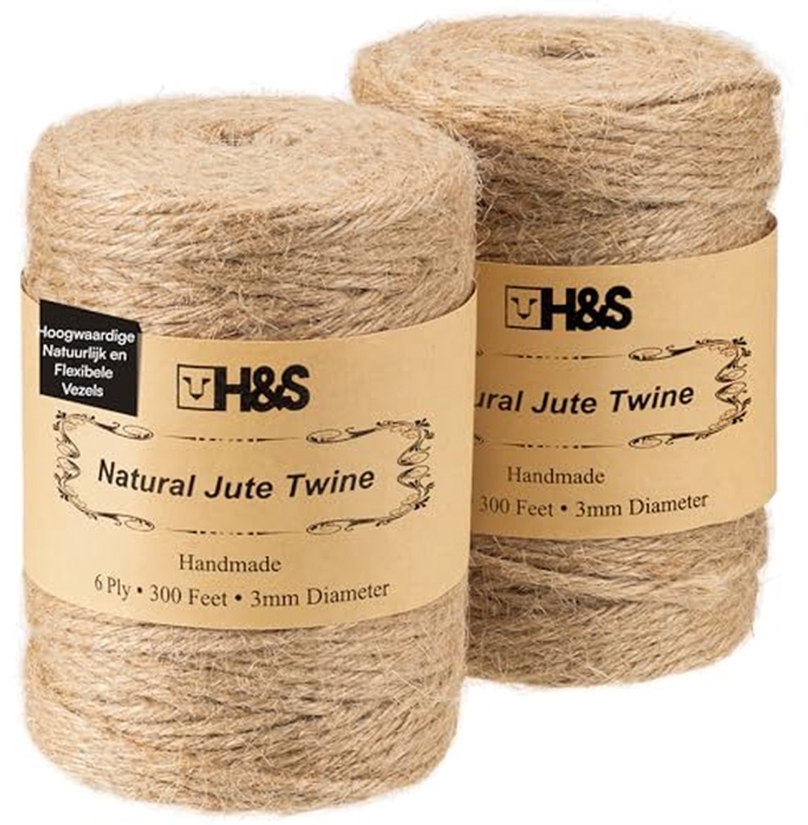 Jute Touw - Natuurlijk Garen - Bloemschikken Tuinieren - Sterk 6-draads - 183 Meter - Natuurlijk
