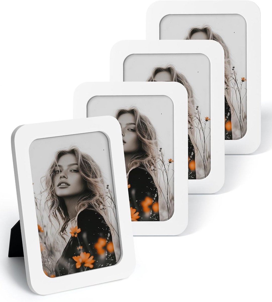 Fotolijst Set - Wanddecoratie Lijst - Foto Presentatie - Afgeronde Hoeken - 13 x 18 cm - Wit