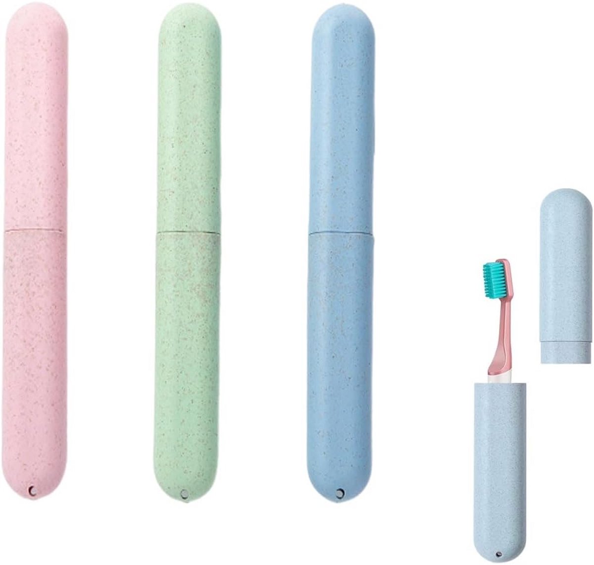 Reis Tandenborstel Hoesjes - Beschermhoesjes Tandenborstel - Hygiënisch Opbergen - Ventilatie Gaten - 3 Stuks - Groen Blauw Roze