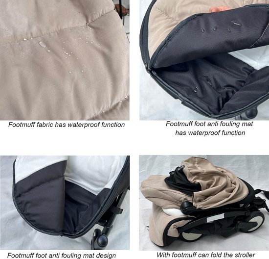 Warme Kinderwagen Zak - Baby Voetenzak - Comfortabel Reizen - Universeel Pasvorm - 95 cm - Taupe — afbeelding 5