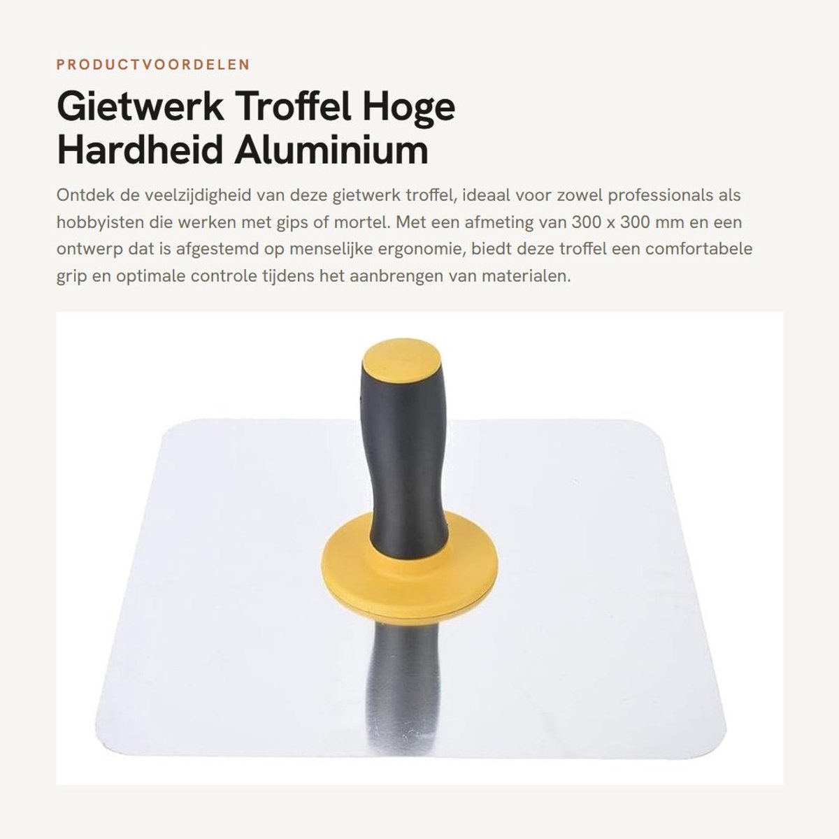 Dailygoods- Troffel hoge hardheid - Aluminium - Draagbaar - Tweekleurige handgreep - 300 mm - Stevig en sterk - Bepleistering