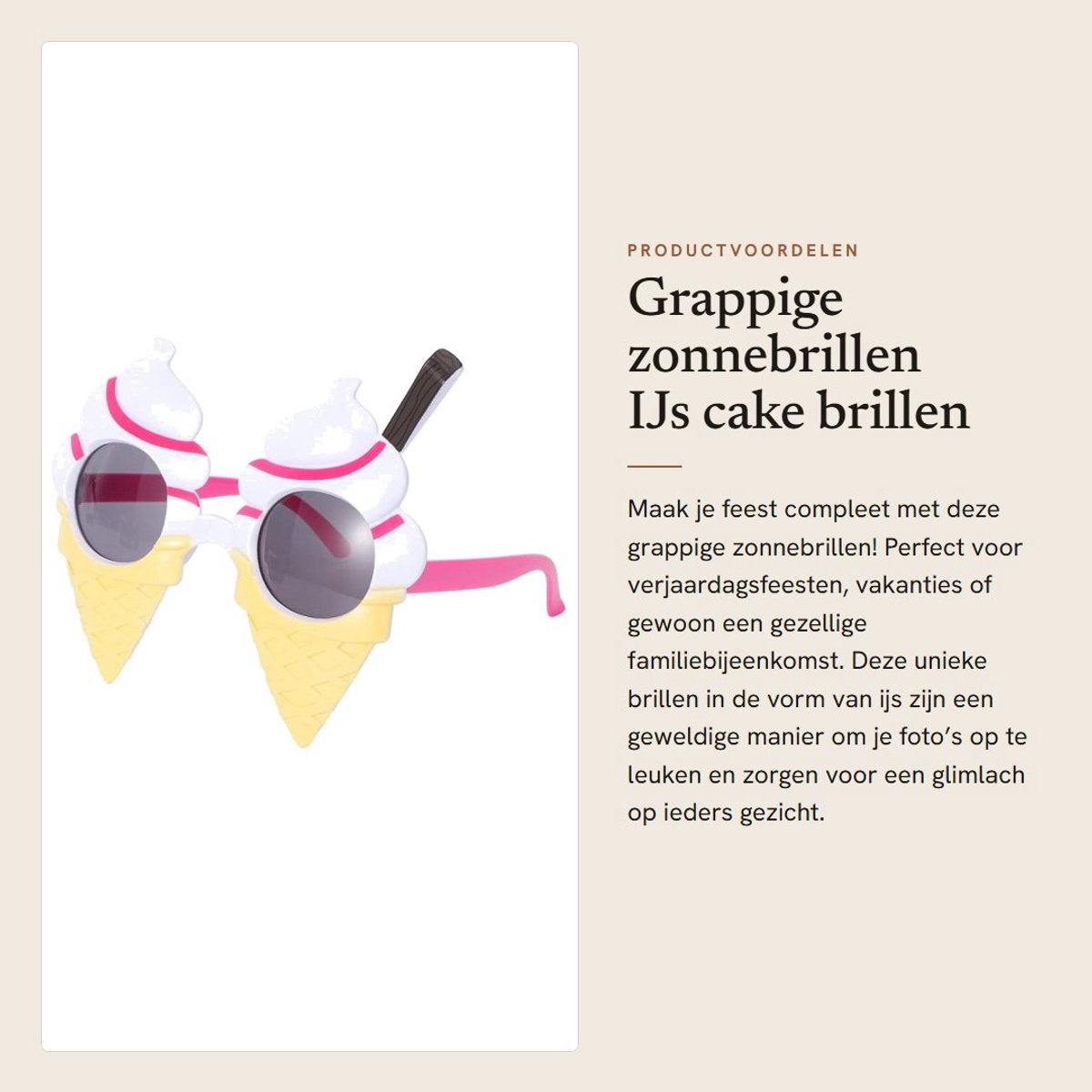 Dailygoods- Zonnebrillen 2 paar - Grappige Bril - IJs Cake Ontwerp - Fotocabine Rekwisieten - Verjaardagsfeesten - Kunststof 15x16 cm - Feestbril