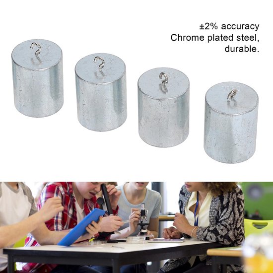 Dailygoody - Kalibratiegewichten Set - 200g - Hoge Nauwkeurigheid met Haak - Verchroomd Staal - Voor Thuis en School - 4 Stuks van Merkloos — afbeelding 5