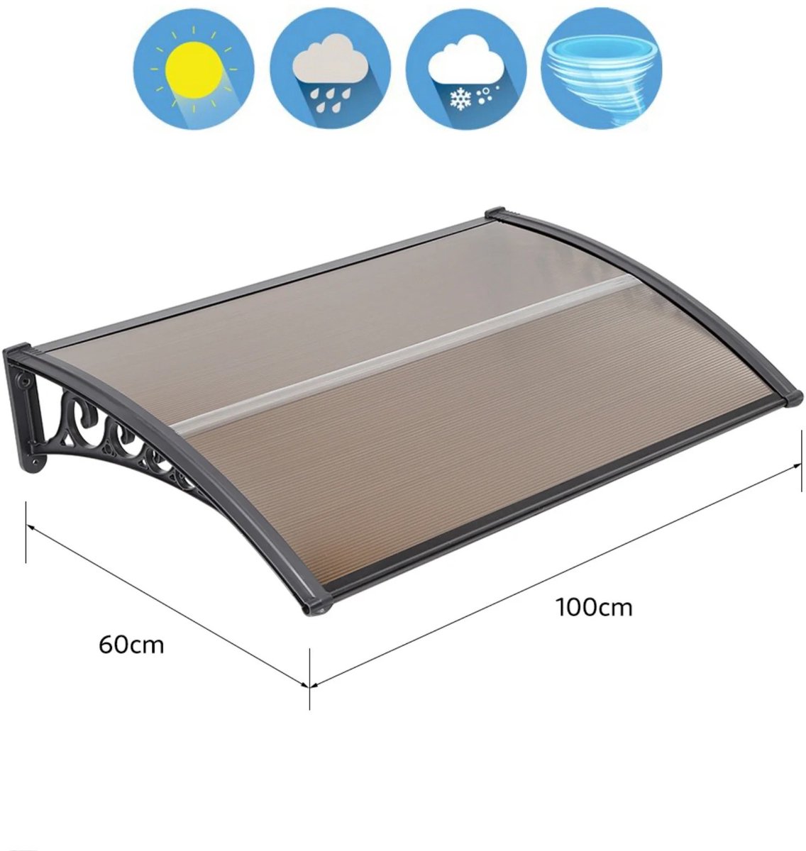 Dailygoods Overkapping voor veranda, terras, deur en raam, entree-overkapping, bescherming tegen regen, sneeuw en UV-str