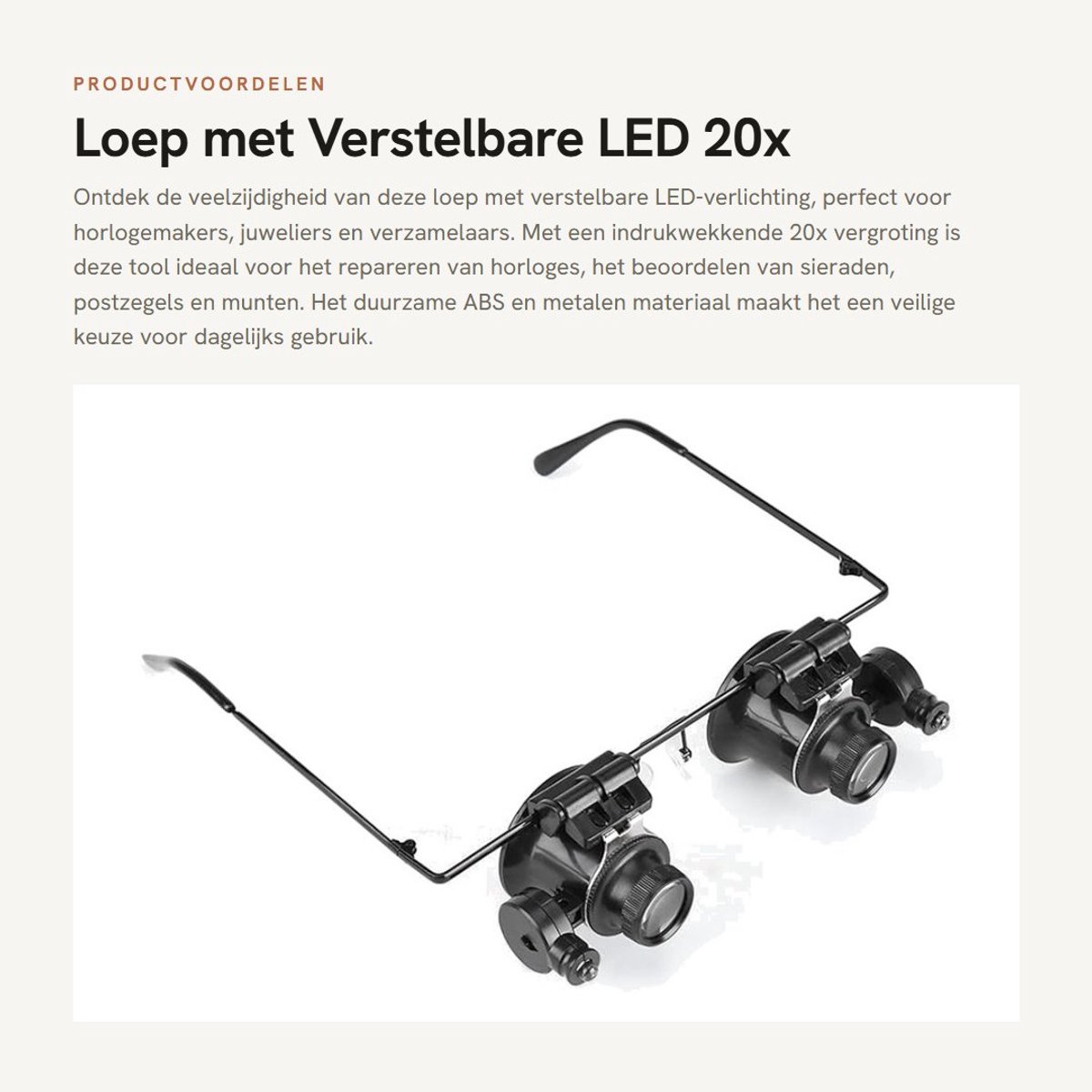 Dailygoods - Loep met Verstelbare LED - 20x Vergrootglas - Duurzaam en Veilig - Zwart - Juwelier Tool - Ideaal voor Horloges en Sieraden - Handig in G...