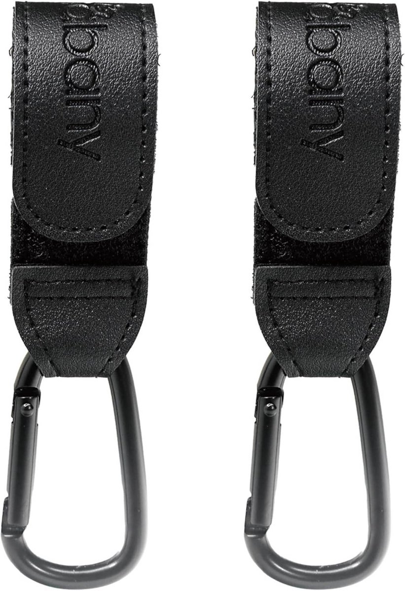 Kinderwagen Haken - Tashouder Buggy - Handen Vrij - Verstelbare Klittenband - 2 Stuks - Zwart