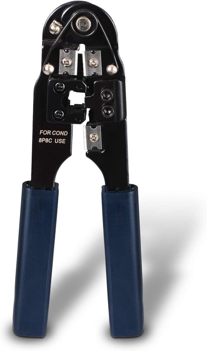 Krimptang RJ45 - Netwerktang - Netwerkkabels Maken - Metaal Constructie - 26.6 cm - Zwart