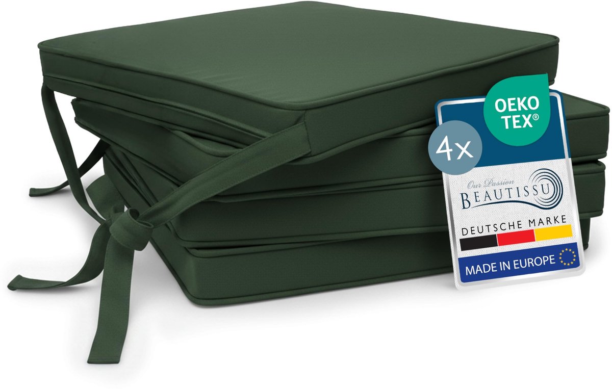 Dailygoods- Zitkussen 45x40x5 cm - Antislip Stoelkussens - Afneembare Kussenhoes - Bevestigingsbanden - Oeko-Tex Gecertificeerd - Duurzaam Polyester - Stoelkussen