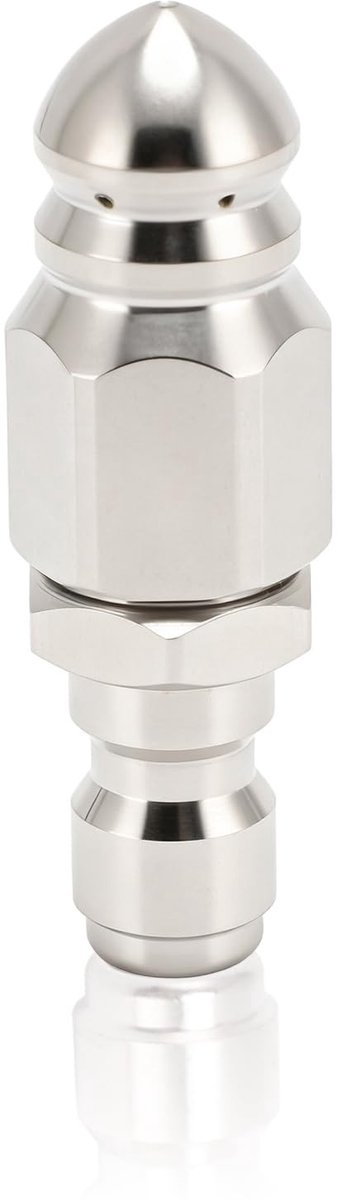 Dailygoods- Rioolreinigingsmondstuk 5000 PSI - Hogedrukreinigersproeier - Roestvrij Staal - Snelkoppeling 1/4 inch - Effectieve Reiniger - Compacte Maat 5,74x1,66 cm - Hogedrukspuit