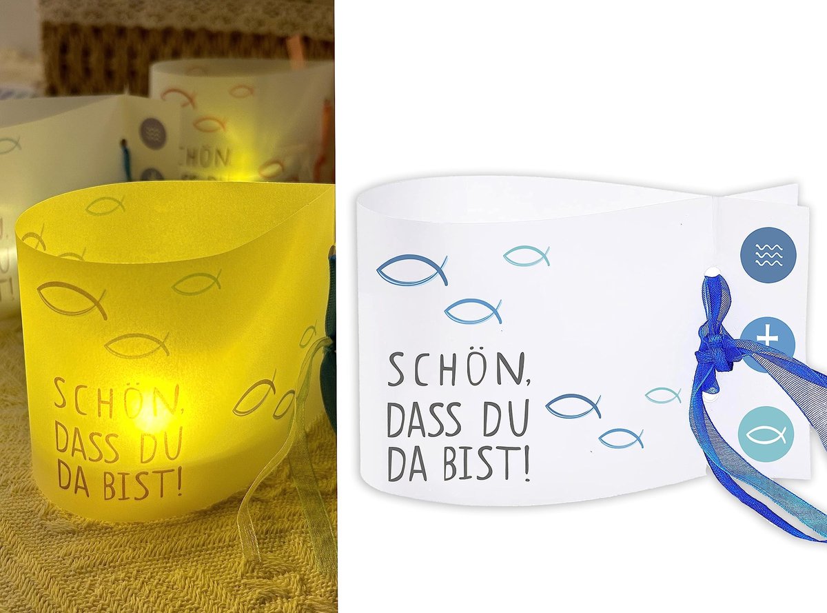 Dailygoods - Windlicht visdecoratie - Mini tafellampen - Perfect voor feestjes - Blauw - Tafeldecoratie - Voor jongens en meisjes - Communie en doop