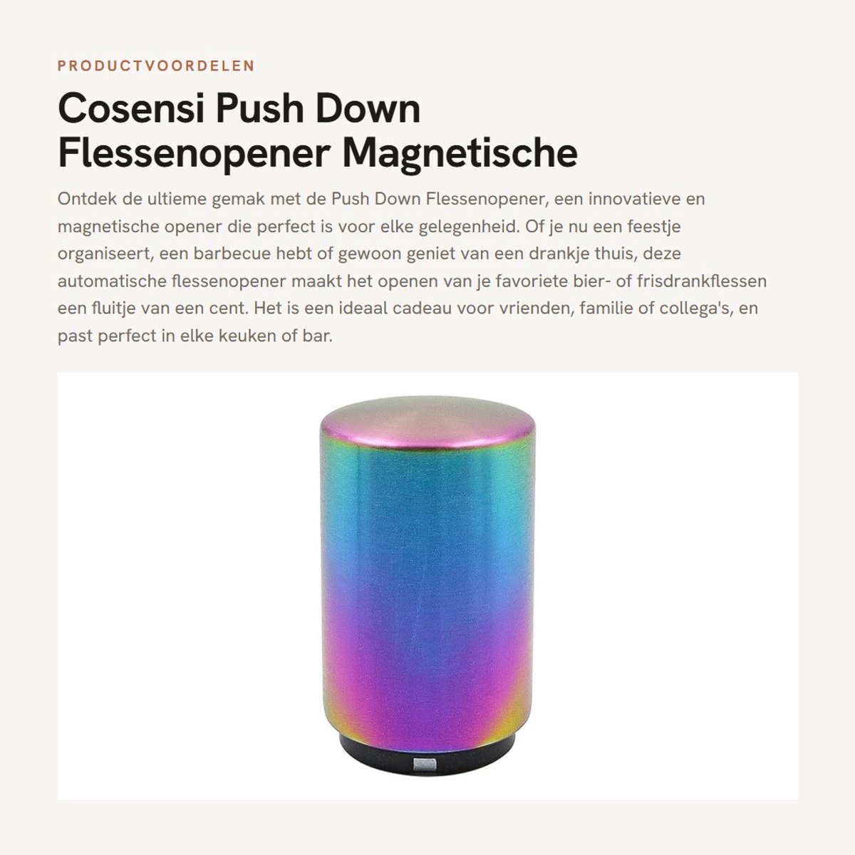 Dailygoods- Flessenopener Automatisch - Magnetische Kurkentrekker - Bieropener - Keukengadget - Cadeau voor Bierliefhebbers - Gewicht 102 g
