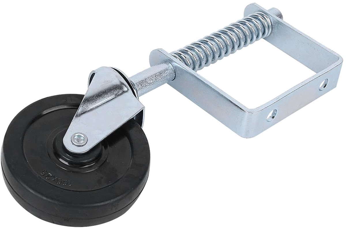 Dailygoods- Wiel met Schokabsorptie - Zware Duurzame Caster - Universele Beugel - Hoogte Verstelbaar - 100kg/220lbs Capaciteit - Voor Houten Poorten