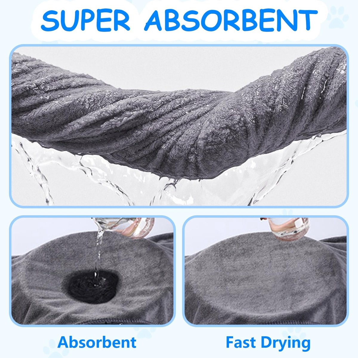 Dailygoods- Hondenhanddoek Extra Absorberend - Microvezel - Zacht - Duurzaam - Voor Kleine/Middelgrote/Grote Hond - 75 x 35 cm - Dierenhanddoek