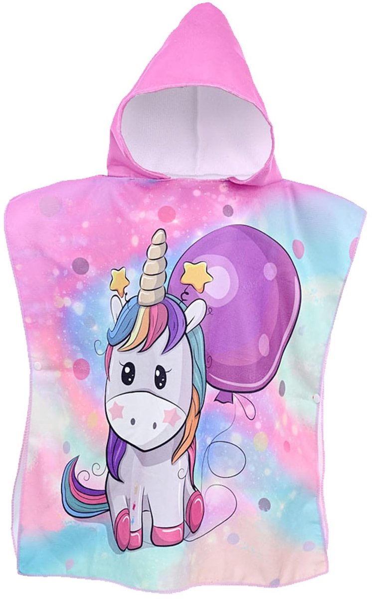 Dailygoods- Poncho met capuchon - Kinderhanddoek - Strandlaken 60x60 cm - Badhanddoek - Microvezel - Comfortabel en snel drogend