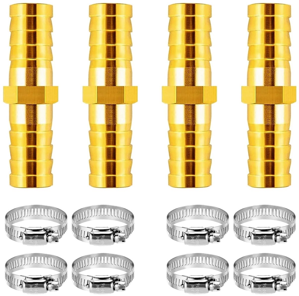 Dailygoods- Tuinslang Reparatieset - 4-delige Set - Roestvrij Stalen Klemmen - Water Slang Connector - Slang Splitter - Eenvoudige Installatie