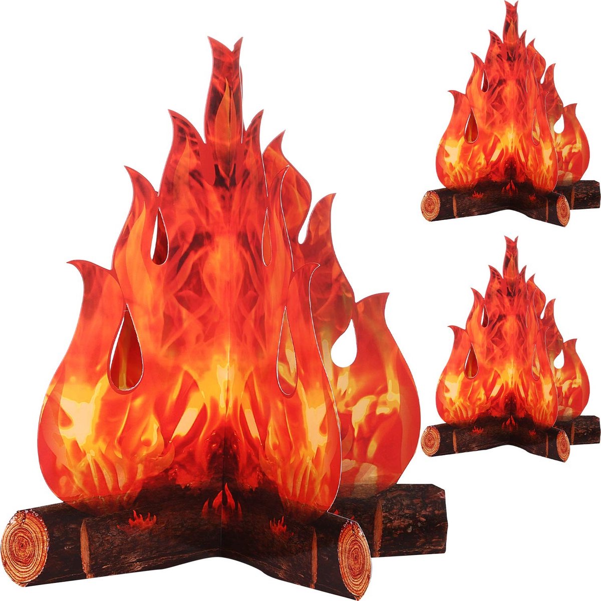 Dailygoods- Vlamfakkel Decoratief Kunstvuur - Set van 3 - Karton - Herbruikbaar - Voor Feestelijke Gelegenheden - Afmetingen 29,5 x 26 cm - Decoratie