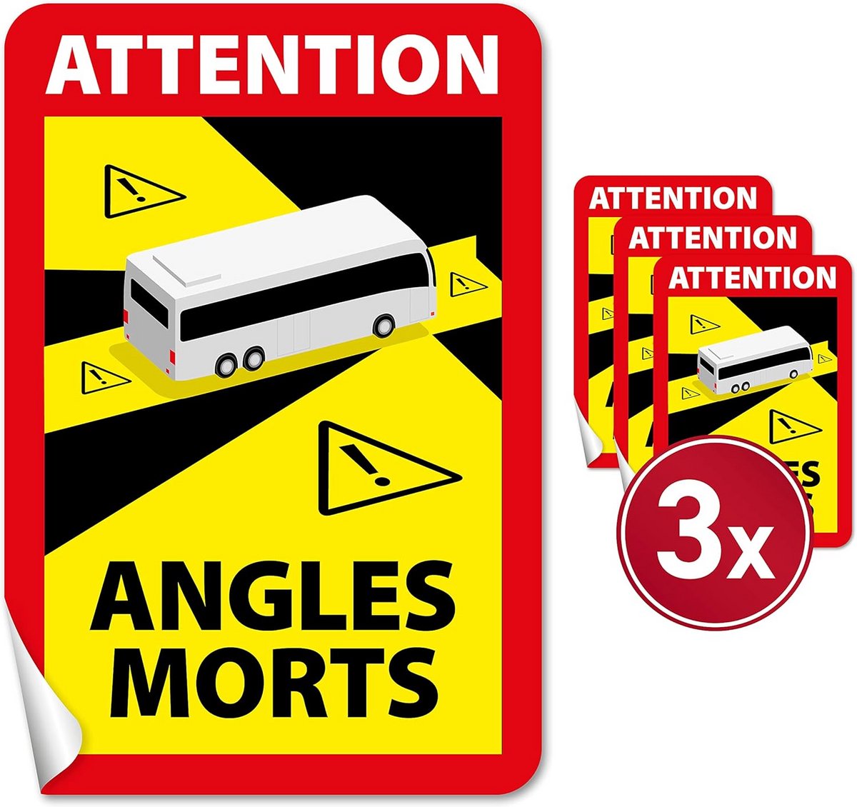 Dode hoek stickers - Verkeersstickers Frankrijk - Veilig Reizen - Luchtkanaalfolie - 3 stu