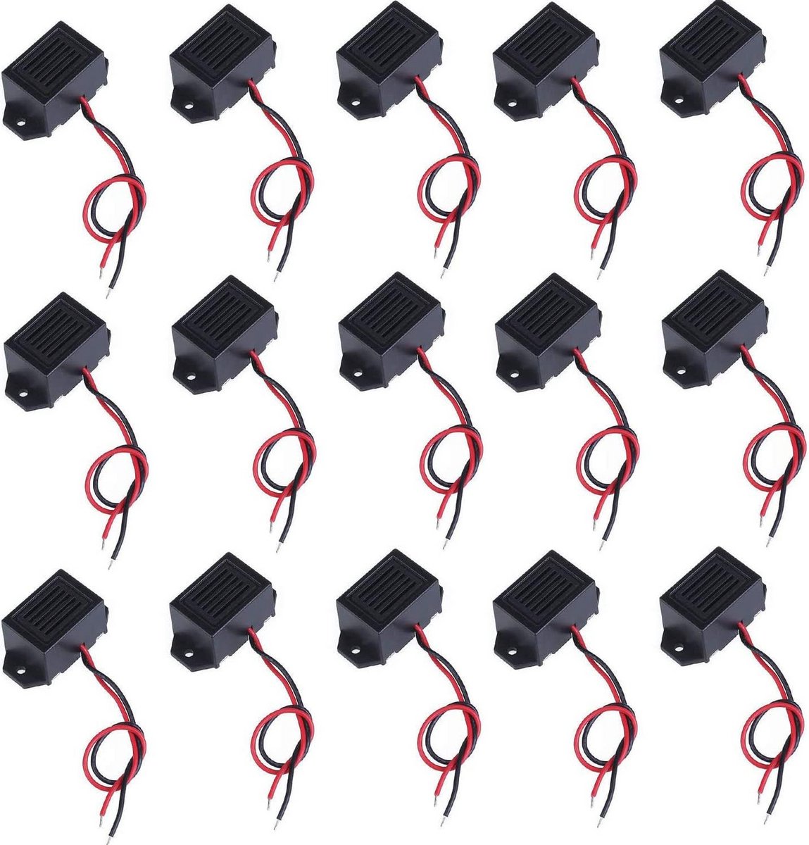 Elektronische zoemer - Alarm geluid - Continu alarm - 100 dB geluidsniveau - 15 stuks - Zwart