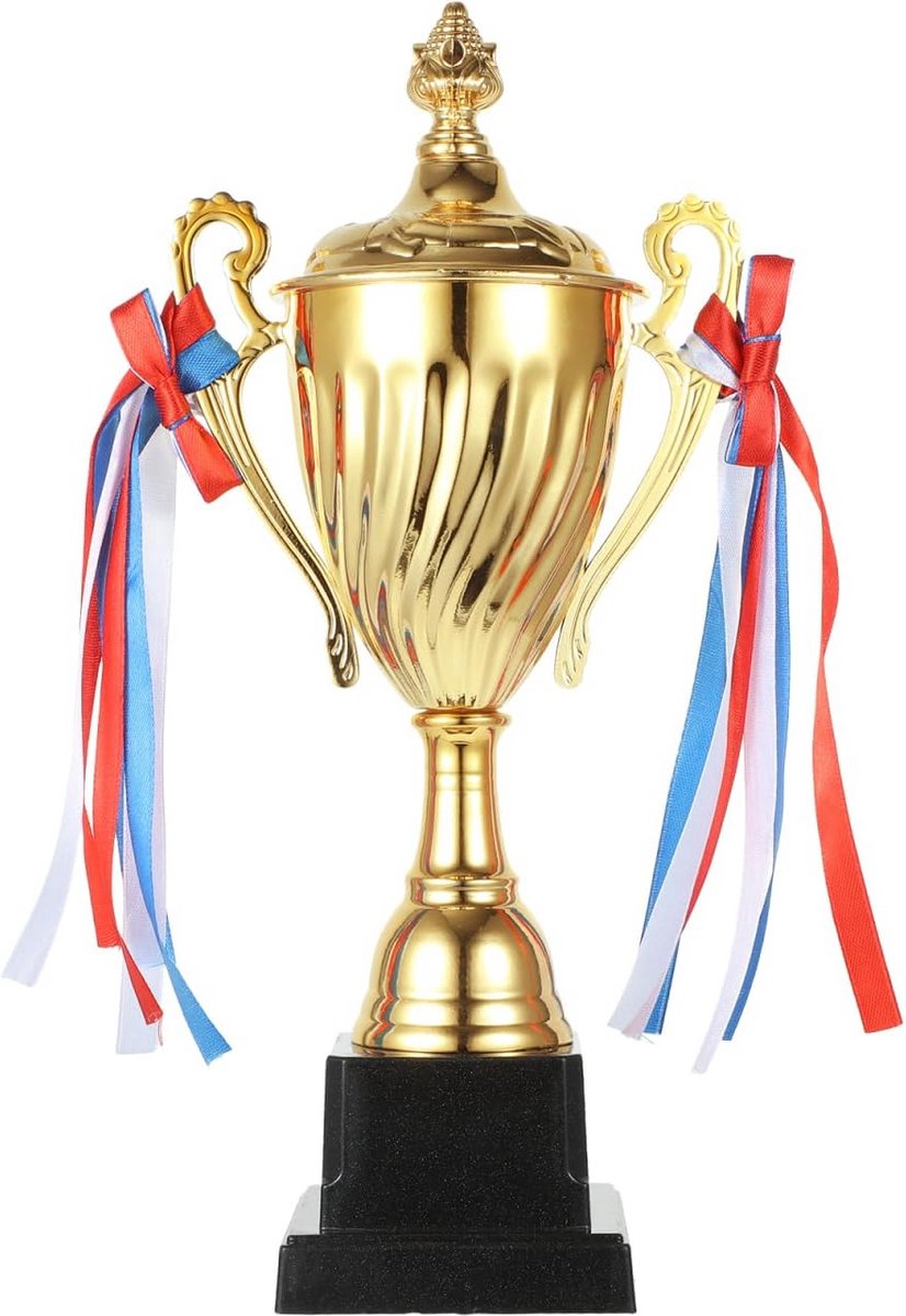 Sport Trofee - Bekers Wedstrijd - Succes Vieren - Met Zwarte Voet - 32.5 cm - Goud