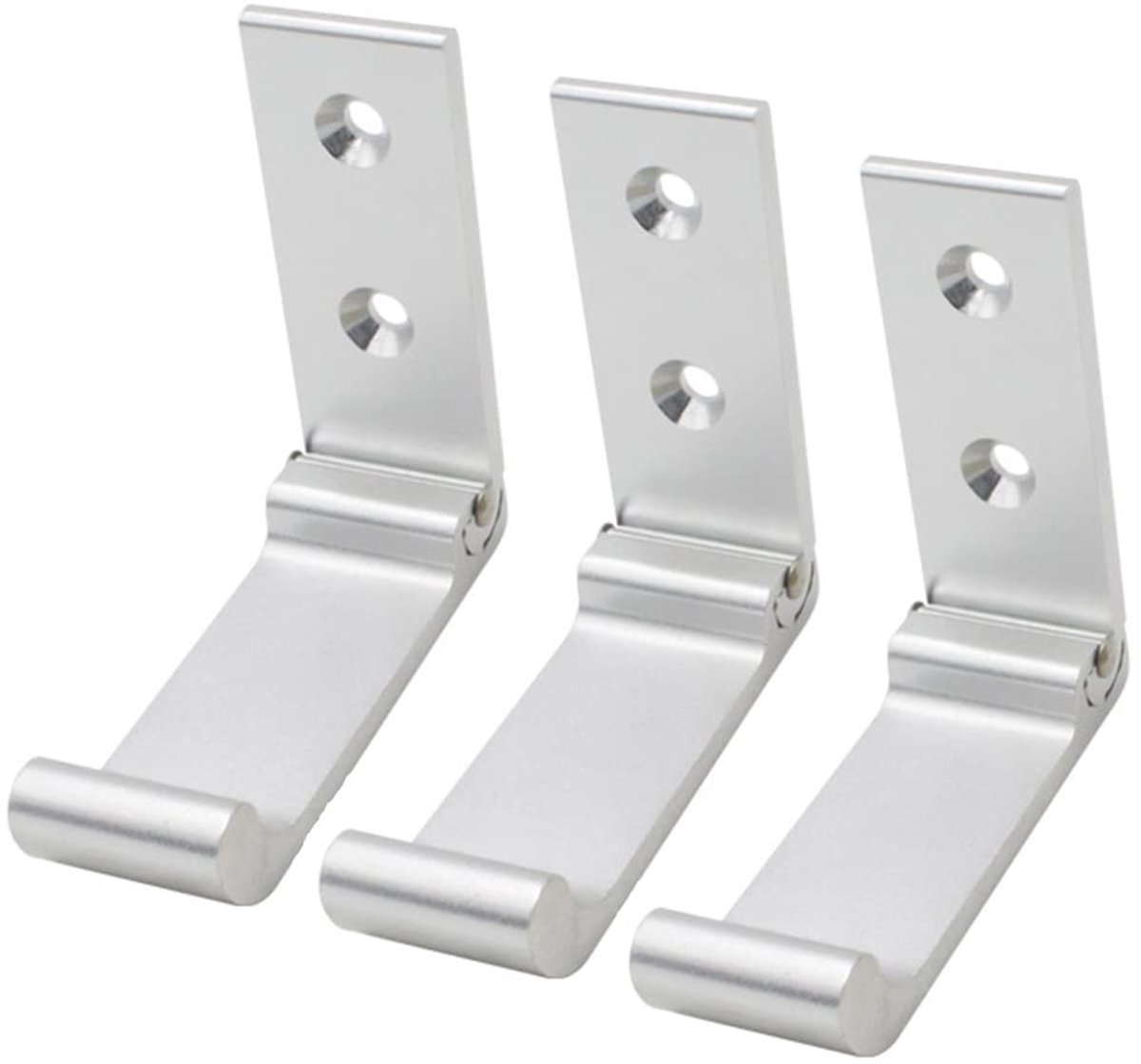 Dailygoods- Haakjes Roestbestendig - Ophanghaken - Vouwbaar - Aluminium - 3 Stuks - Geschikt voor Muren - Wandhaak