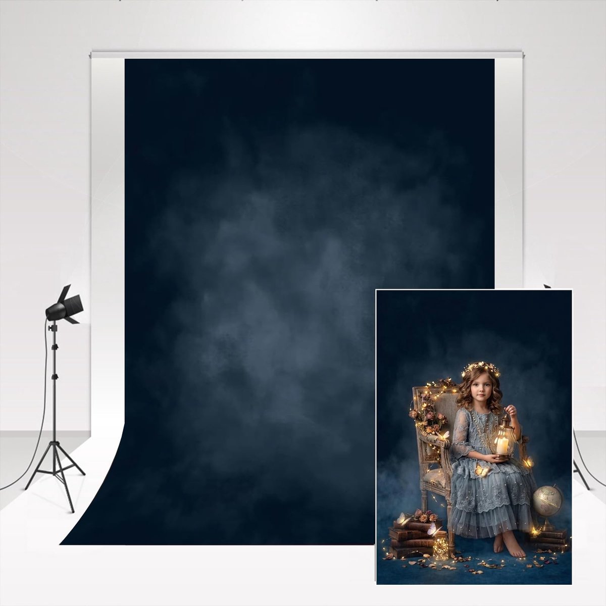 Dailygoods- Achtergrond Gradiënt Donkerblauw Abstract - Achtergrondpapier 1.5x2.2m - Fotografie Achtergrond - Decoratieve Achtergrond - Microvezel Materiaal - Professioneel Gebruik - Fotografie Backdrop